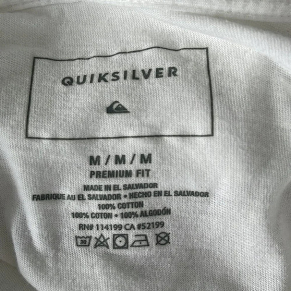 QUIKSILVER Graphic Logo T-Shirt White Crewneck Distressed Look  M - Picture 9 of 10